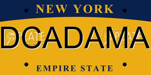 DCADAMA New York License Plate