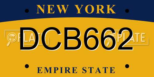 DCB662 New York License Plate