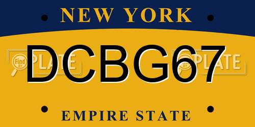 DCBG67 New York License Plate