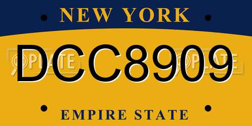 DCC8909 New York License Plate