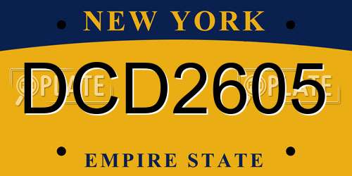 DCD2605 New York License Plate