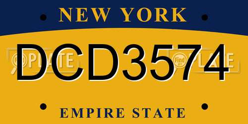 DCD3574 New York License Plate