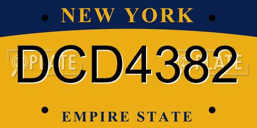 DCD4382 New York License Plate
