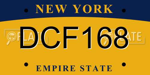 DCF168 New York License Plate