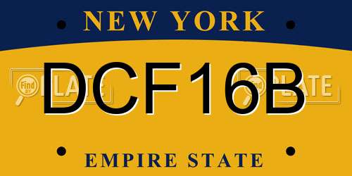 DCF16B New York License Plate