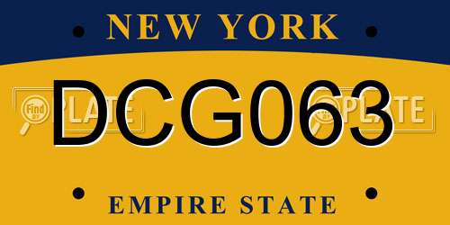 DCG063 New York License Plate