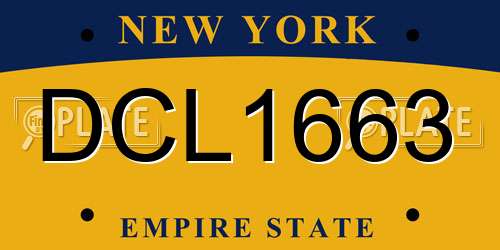 DCL1663 New York License Plate