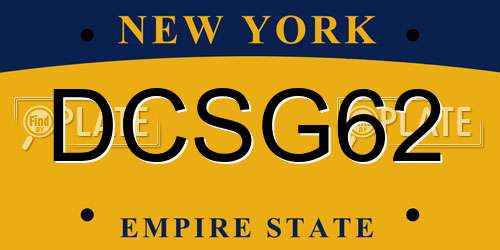 DCSG62 New York License Plate