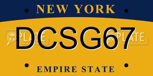 DCSG67 New York License Plate