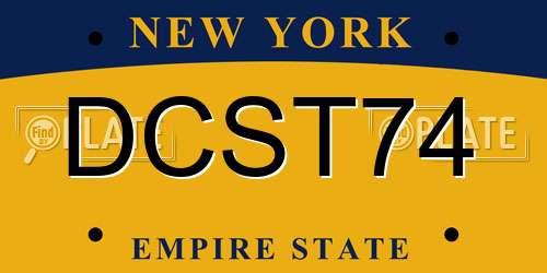 DCST74 New York License Plate