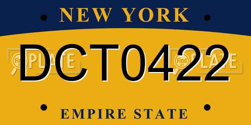 DCT0422 New York License Plate