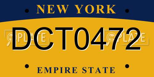 DCT0472 New York License Plate