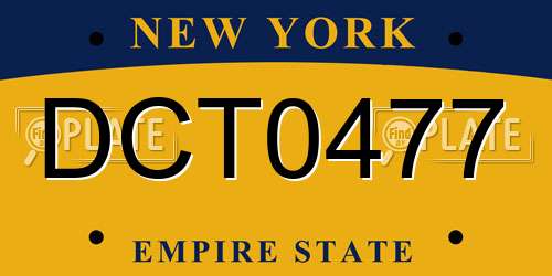 DCT0477 New York License Plate