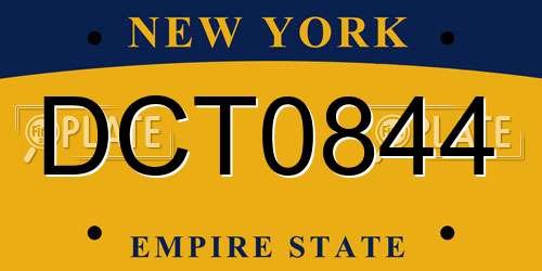 DCT0844 New York License Plate