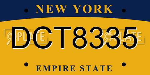 DCT8335 New York License Plate