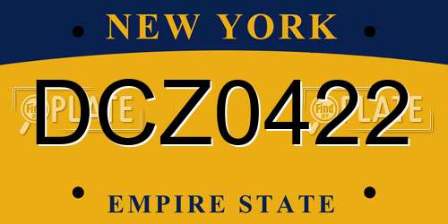 DCZ0422 New York License Plate