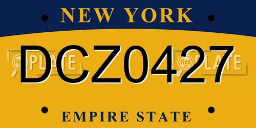 DCZ0427 New York License Plate