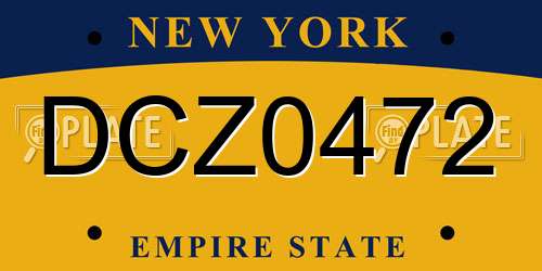 DCZ0472 New York License Plate