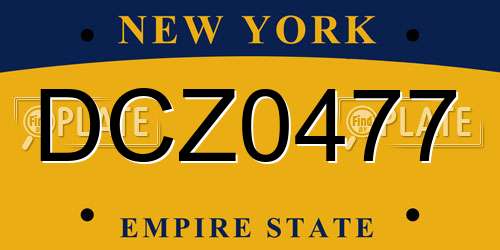 DCZ0477 New York License Plate