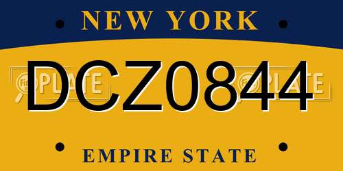 DCZ0844 New York License Plate