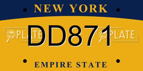 DD871 New York License Plate
