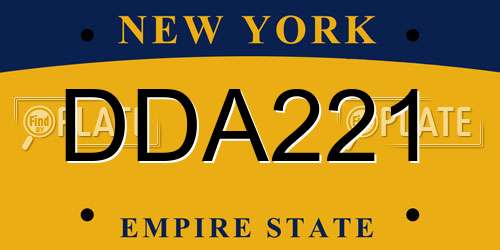 DDA221 New York License Plate
