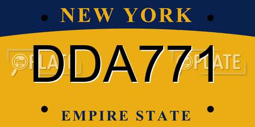 DDA771 New York License Plate
