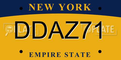 DDAZ71 New York License Plate