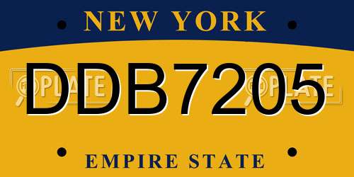 DDB7205 New York License Plate