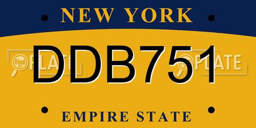 DDB751 New York License Plate