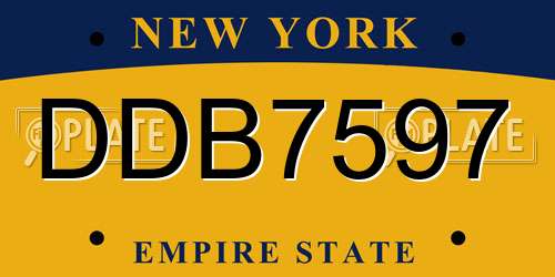 DDB7597 New York License Plate
