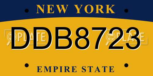 DDB8723 New York License Plate