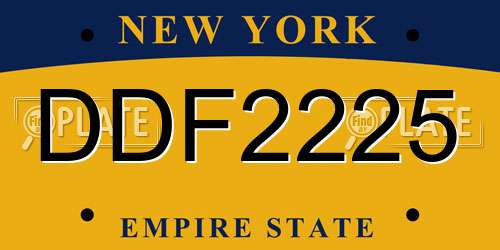 DDF2225 New York License Plate