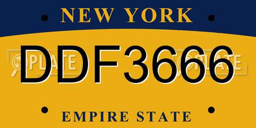 DDF3666 New York License Plate