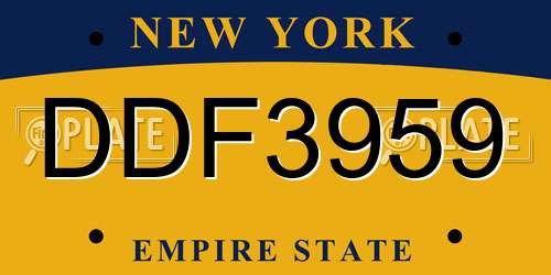 DDF3959 New York License Plate