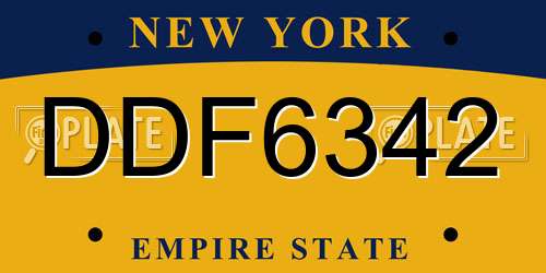 DDF6342 New York License Plate