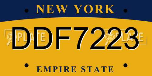 DDF7223 New York License Plate