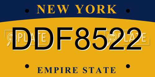 DDF8522 New York License Plate