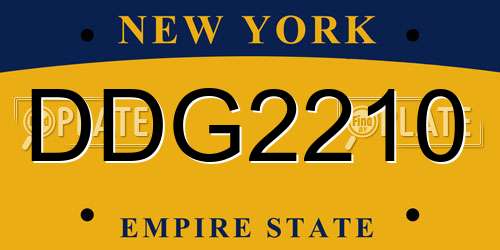 DDG2210 New York License Plate