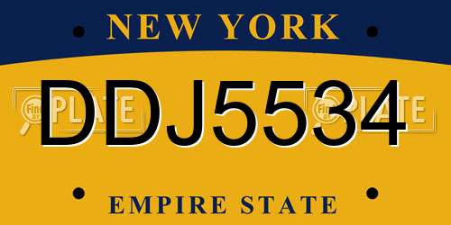 DDJ5534 New York License Plate