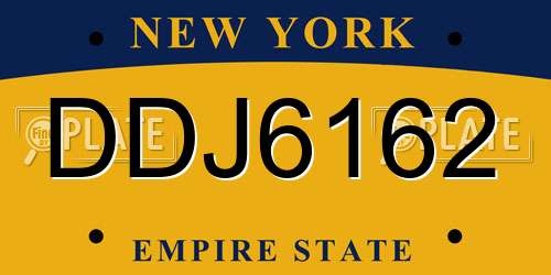 DDJ6162 New York License Plate