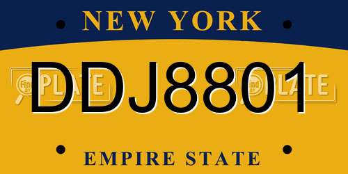 DDJ8801 New York License Plate