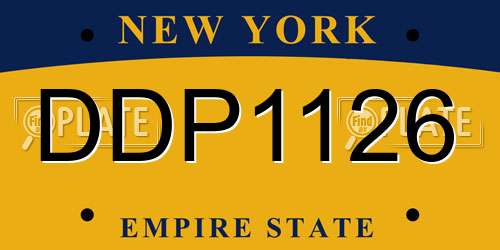 DDP1126 New York License Plate