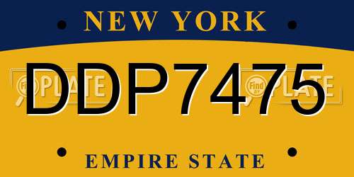 DDP7475 New York License Plate