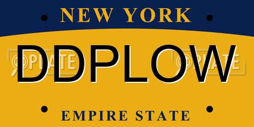 DDPLOW New York License Plate