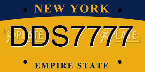 DDS7777 New York License Plate