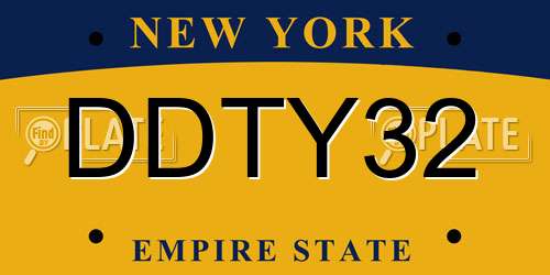 DDTY32 New York License Plate