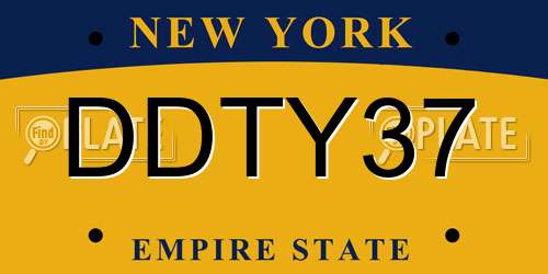DDTY37 New York License Plate