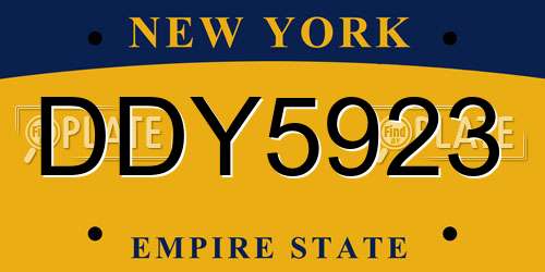 DDY5923 New York License Plate