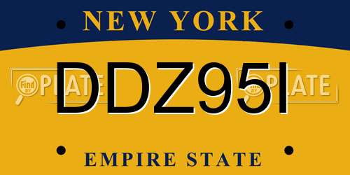 DDZ95I New York License Plate